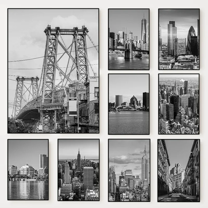 Photography Poster - (2D 캔버스 페인팅) 흑백 뉴욕시 사진