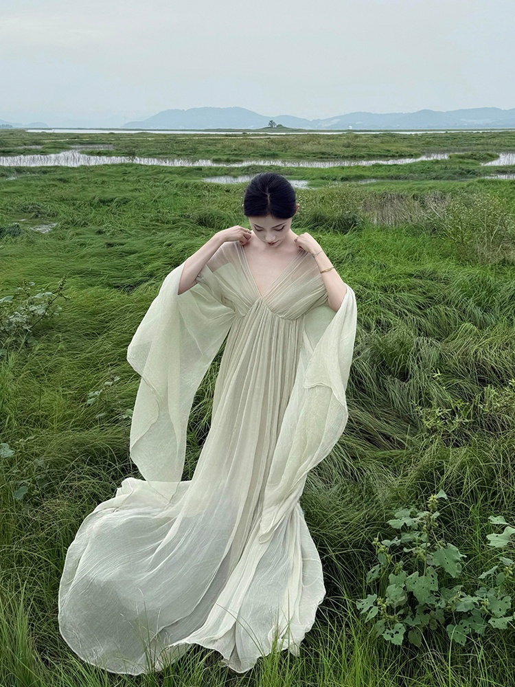 Photography Zen - 새로운 중국 스타일 루즈핏 롱 드레스