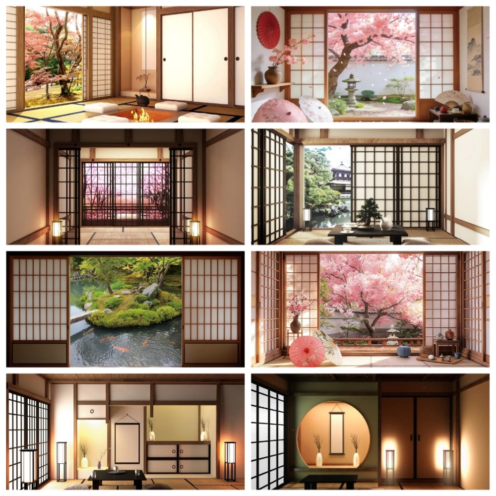 일본식 인테리어 창문 벚꽃 젠 테마 배너 배경, 생일  - Photography Zen 리뷰 및 가격
